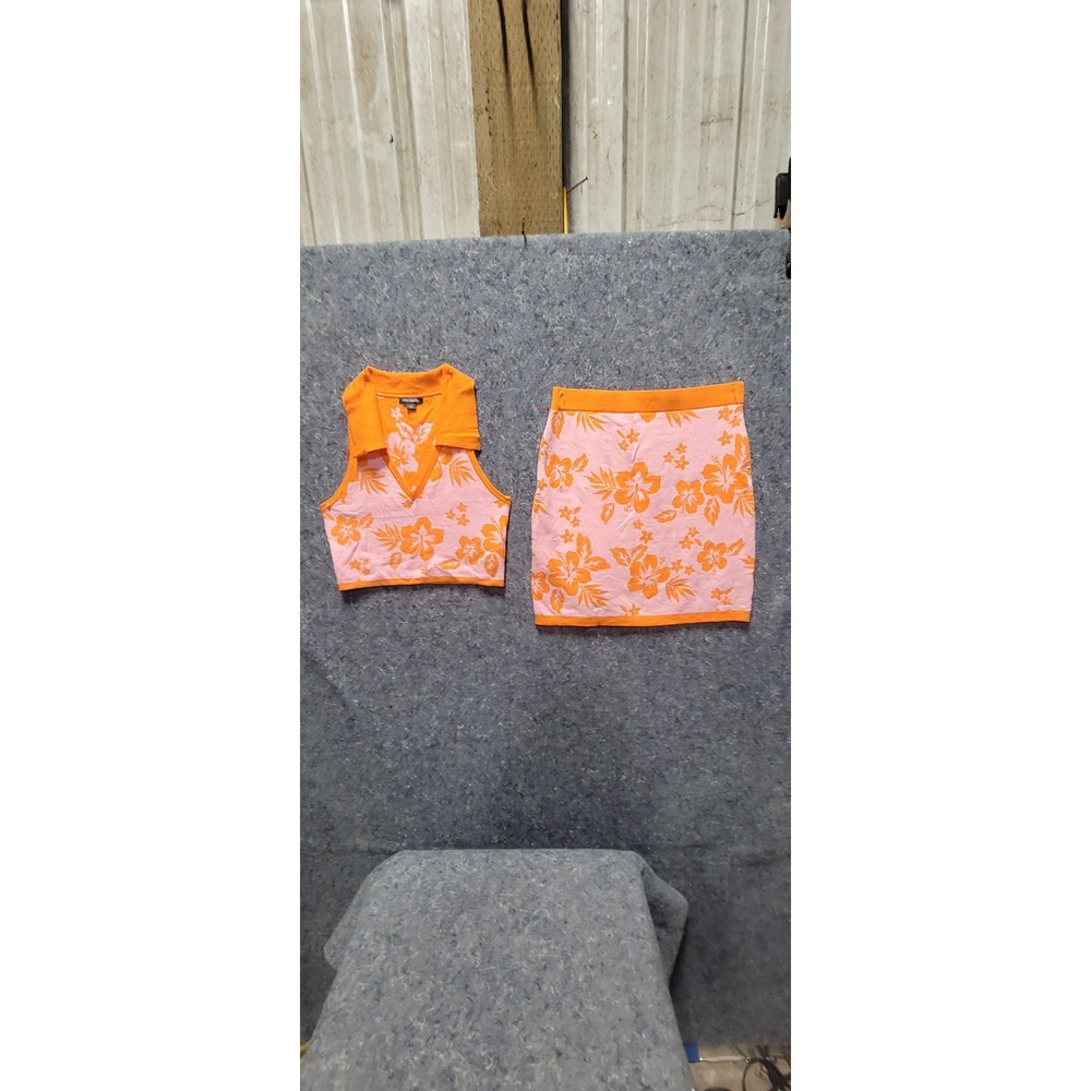 Wild Fable Junior‎ Pink/Orange Sweater Skirt/Top Set Size S